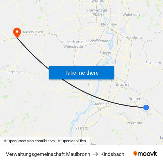 Verwaltungsgemeinschaft Maulbronn to Kindsbach map