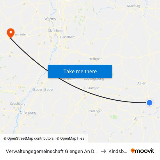 Verwaltungsgemeinschaft Giengen An Der Brenz to Kindsbach map