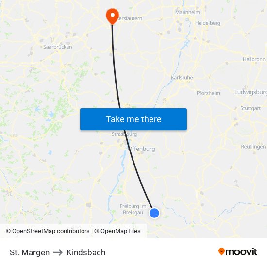 St. Märgen to Kindsbach map