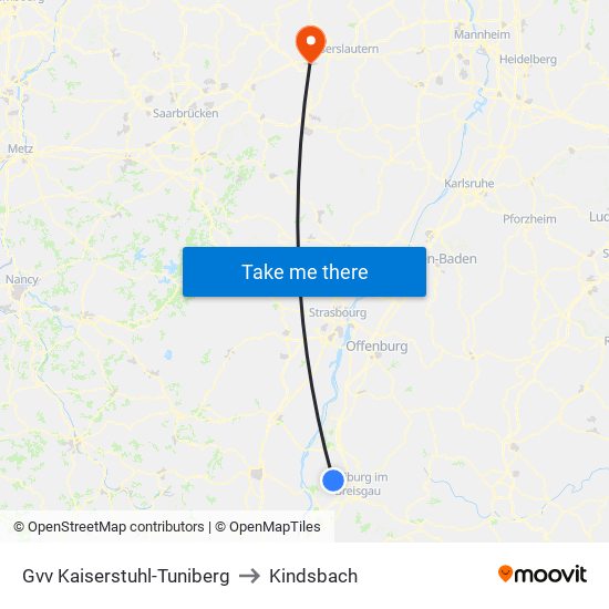 Gvv Kaiserstuhl-Tuniberg to Kindsbach map