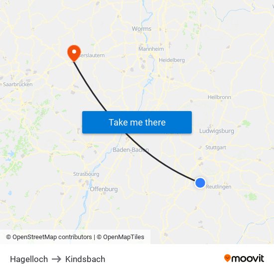 Hagelloch to Kindsbach map
