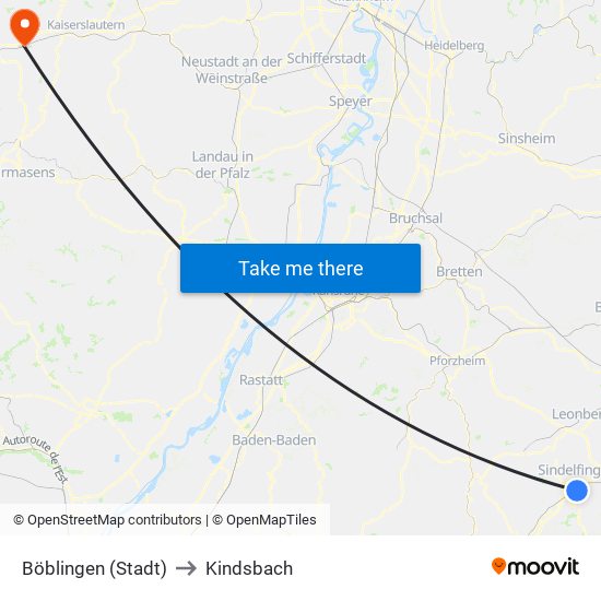 Böblingen (Stadt) to Kindsbach map