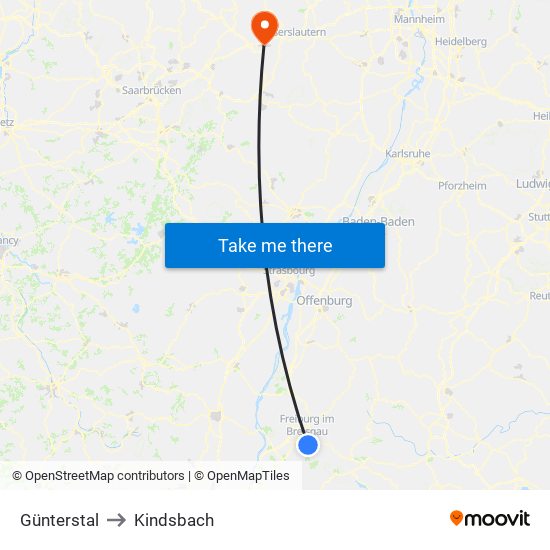 Günterstal to Kindsbach map