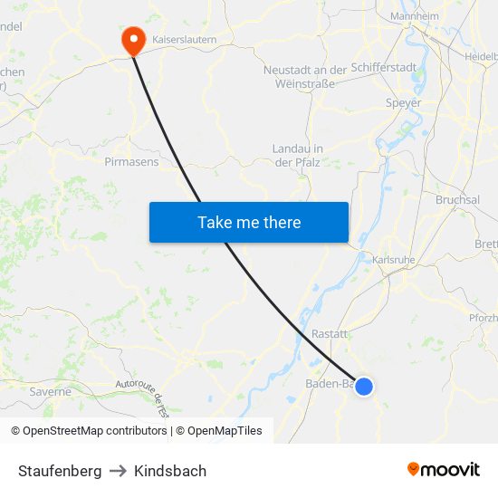 Staufenberg to Kindsbach map