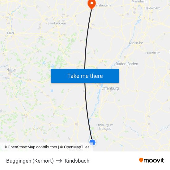 Buggingen (Kernort) to Kindsbach map