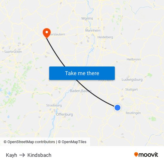 Kayh to Kindsbach map