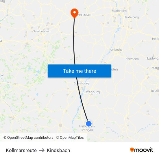 Kollmarsreute to Kindsbach map