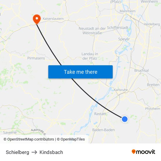 Schielberg to Kindsbach map