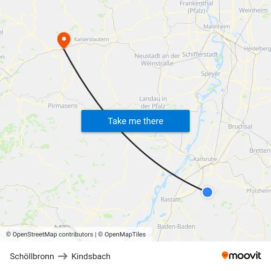 Schöllbronn to Kindsbach map
