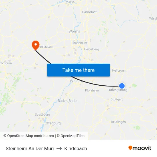 Steinheim An Der Murr to Kindsbach map