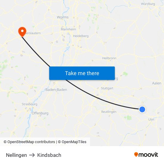 Nellingen to Kindsbach map