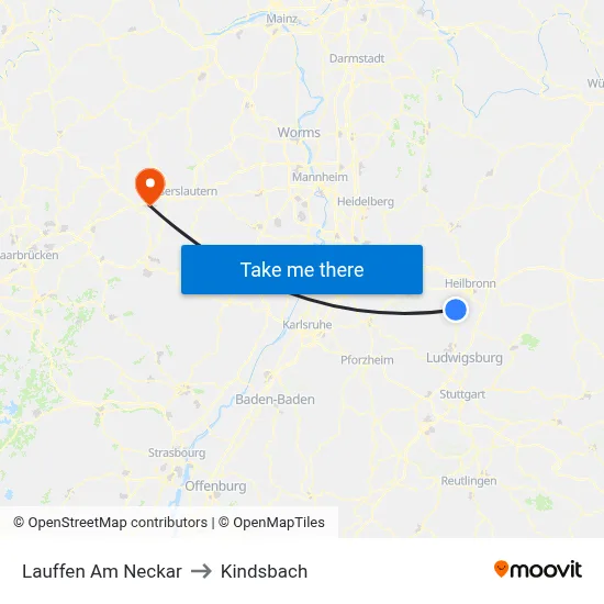 Lauffen Am Neckar to Kindsbach map