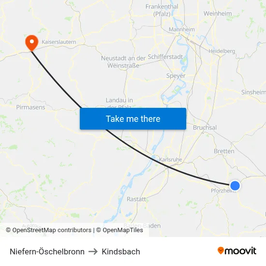 Niefern-Öschelbronn to Kindsbach map