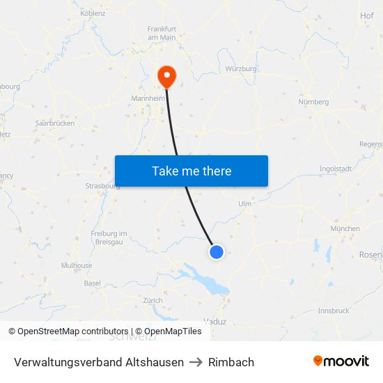 Verwaltungsverband Altshausen to Rimbach map