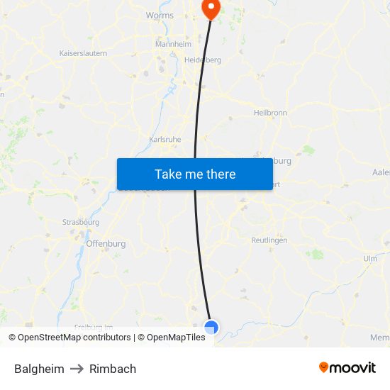 Balgheim to Rimbach map