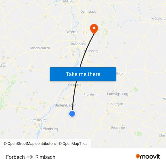 Forbach to Rimbach map