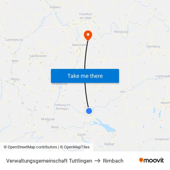 Verwaltungsgemeinschaft Tuttlingen to Rimbach map