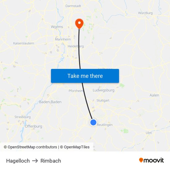 Hagelloch to Rimbach map