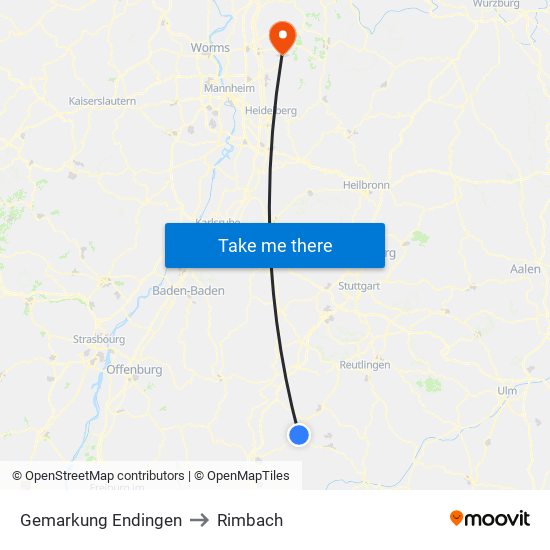 Gemarkung Endingen to Rimbach map
