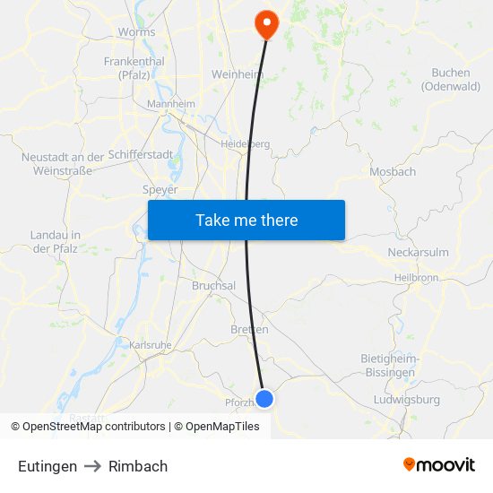 Eutingen to Rimbach map