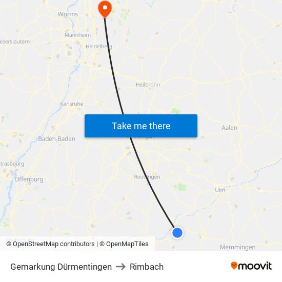 Gemarkung Dürmentingen to Rimbach map