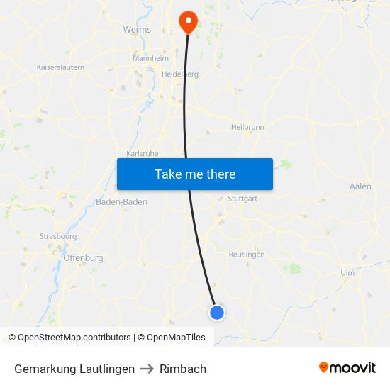 Gemarkung Lautlingen to Rimbach map