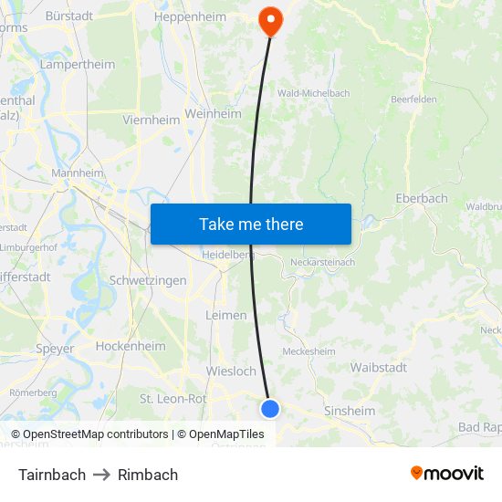 Tairnbach to Rimbach map