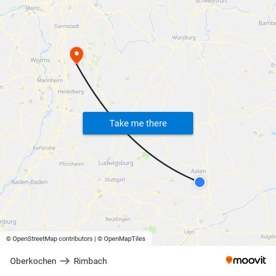 Oberkochen to Rimbach map