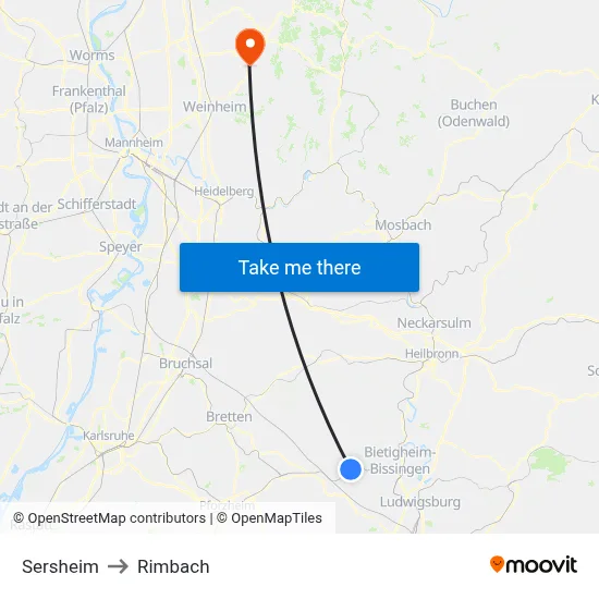 Sersheim to Rimbach map