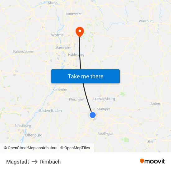 Magstadt to Rimbach map