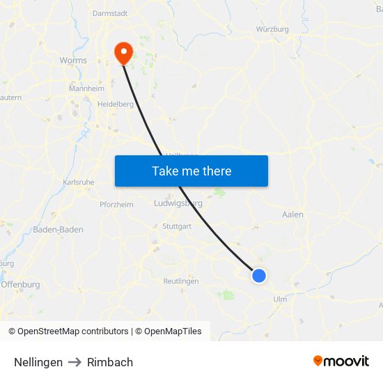 Nellingen to Rimbach map