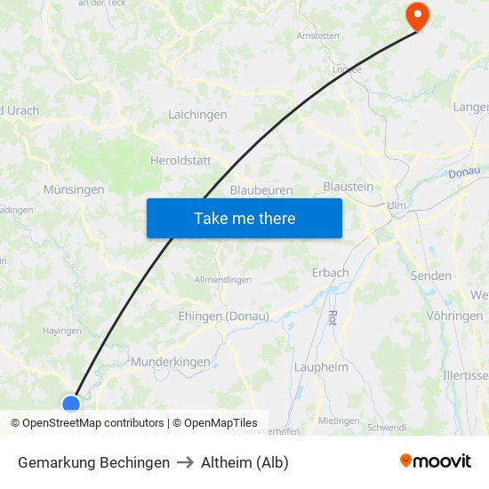 Gemarkung Bechingen to Altheim (Alb) map