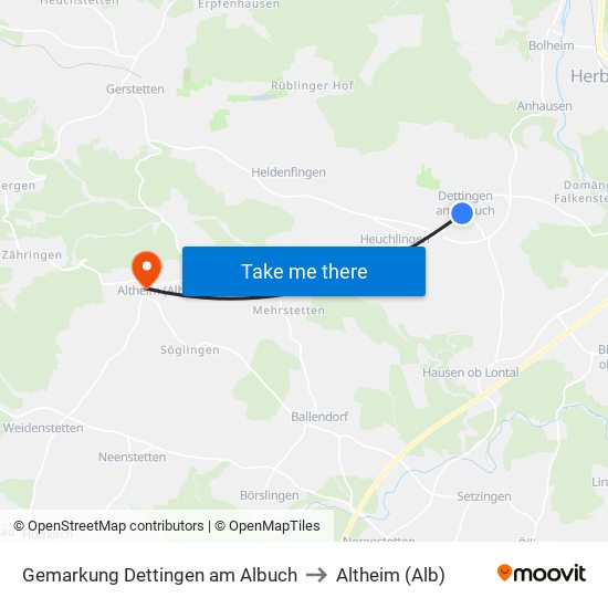 Gemarkung Dettingen am Albuch to Altheim (Alb) map