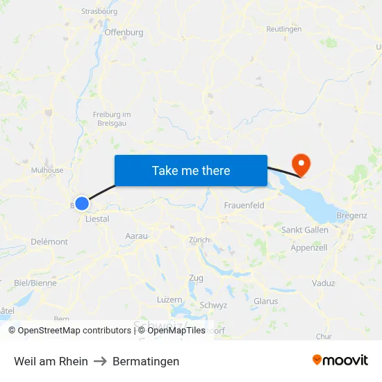 Weil am Rhein to Bermatingen map