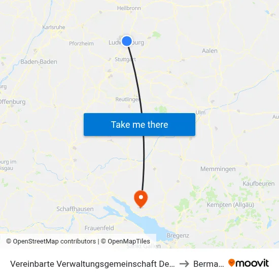 Vereinbarte Verwaltungsgemeinschaft Der Stadt Freiberg am Neckar to Bermatingen map