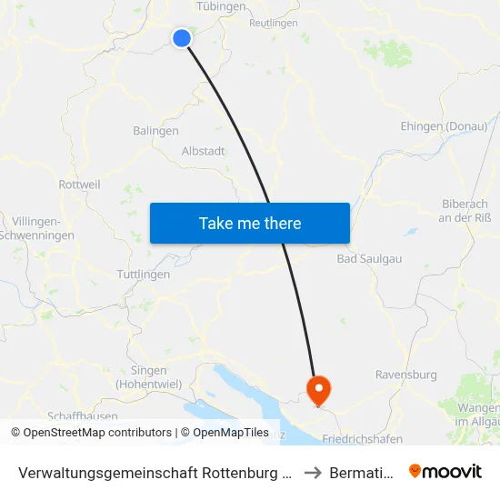 Verwaltungsgemeinschaft Rottenburg am Neckar to Bermatingen map