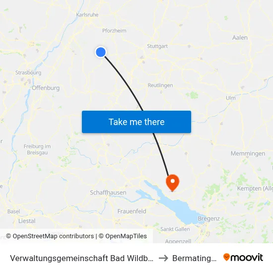Verwaltungsgemeinschaft Bad Wildbad to Bermatingen map