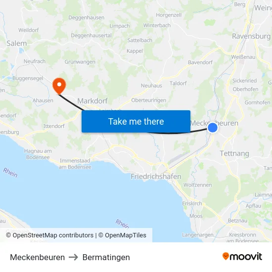 Meckenbeuren to Bermatingen map