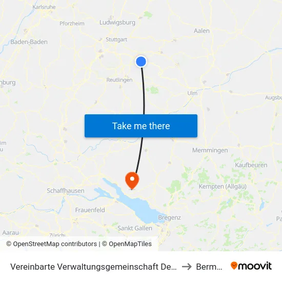 Vereinbarte Verwaltungsgemeinschaft Der Stadt Kirchheim Unter Teck to Bermatingen map