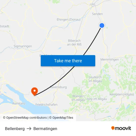 Bellenberg to Bermatingen map