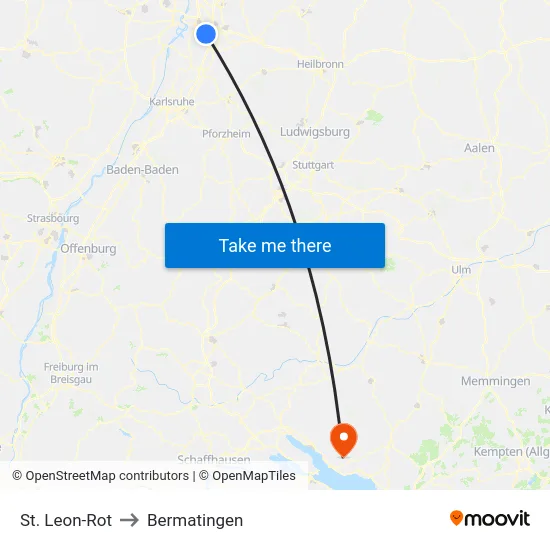 St. Leon-Rot to Bermatingen map