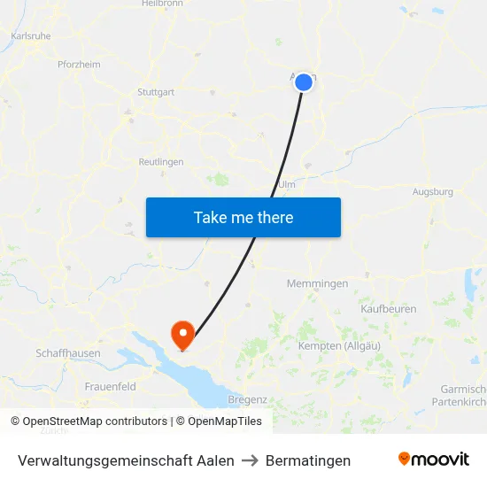 Verwaltungsgemeinschaft Aalen to Bermatingen map