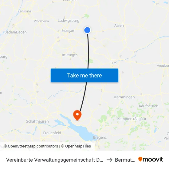 Vereinbarte Verwaltungsgemeinschaft Der Stadt Schorndorf to Bermatingen map