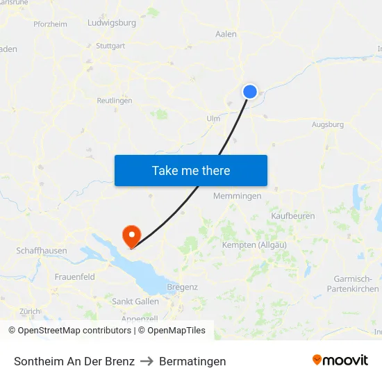 Sontheim An Der Brenz to Bermatingen map
