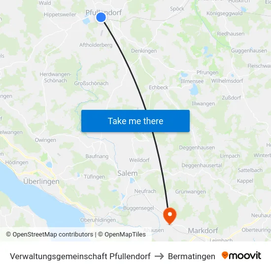 Verwaltungsgemeinschaft Pfullendorf to Bermatingen map