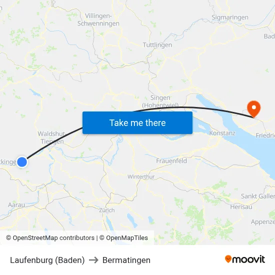 Laufenburg (Baden) to Bermatingen map