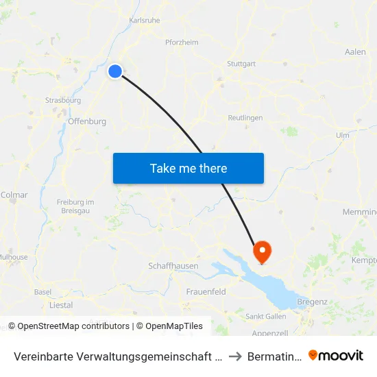 Vereinbarte Verwaltungsgemeinschaft Sinzheim to Bermatingen map