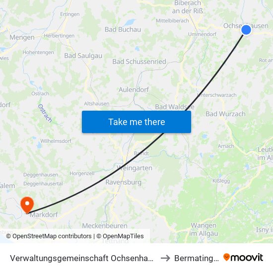 Verwaltungsgemeinschaft Ochsenhausen to Bermatingen map