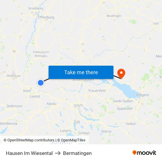 Hausen Im Wiesental to Bermatingen map