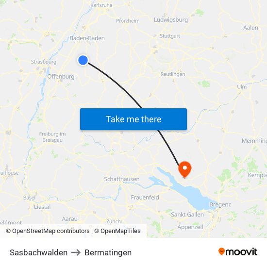 Sasbachwalden to Bermatingen map